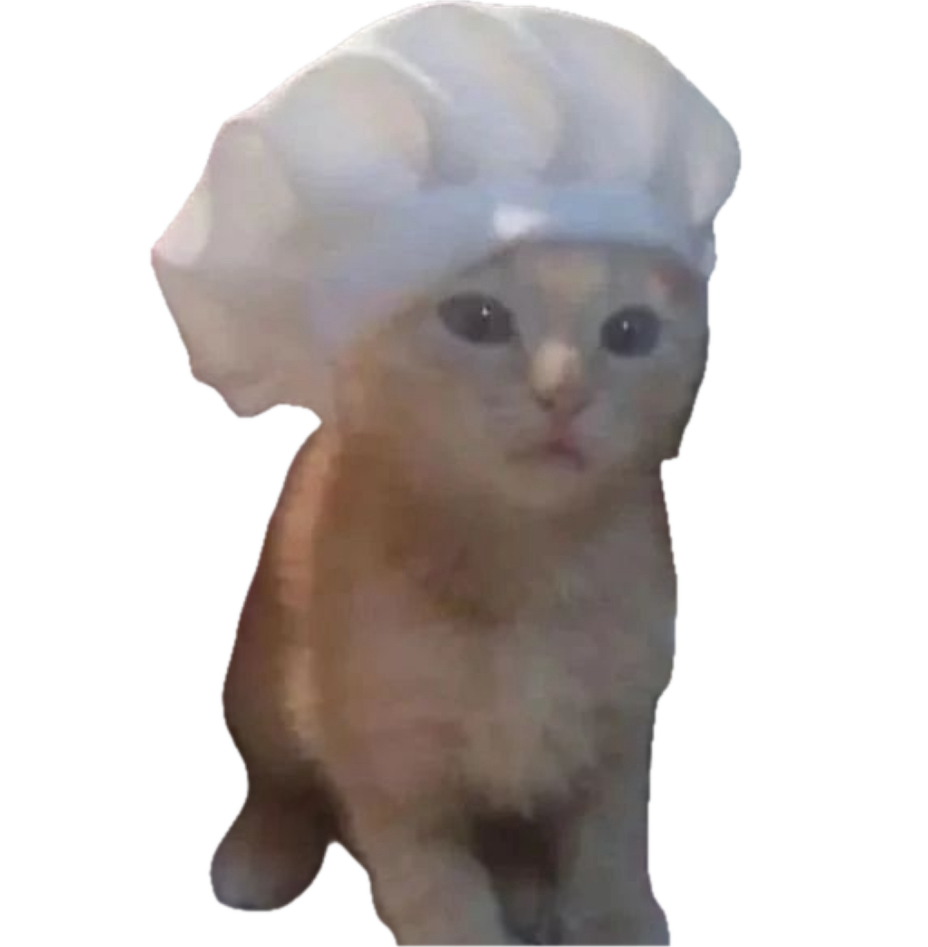 the assistant chef cat with a hat